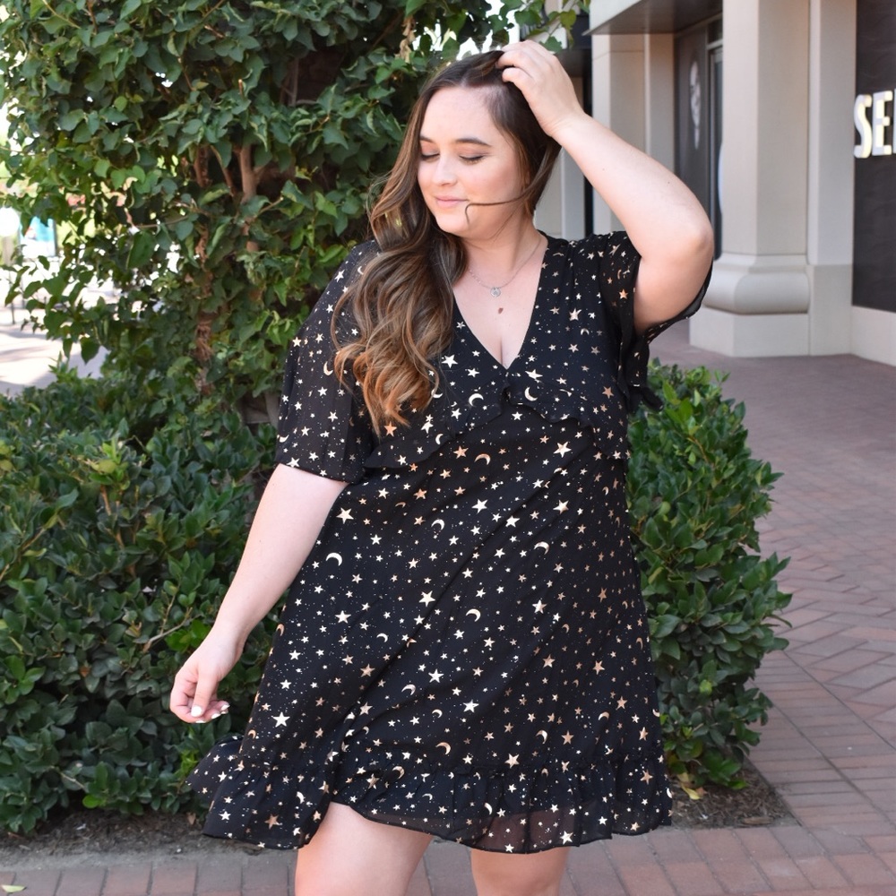 Stars and Moon Gold Detailed Dress
